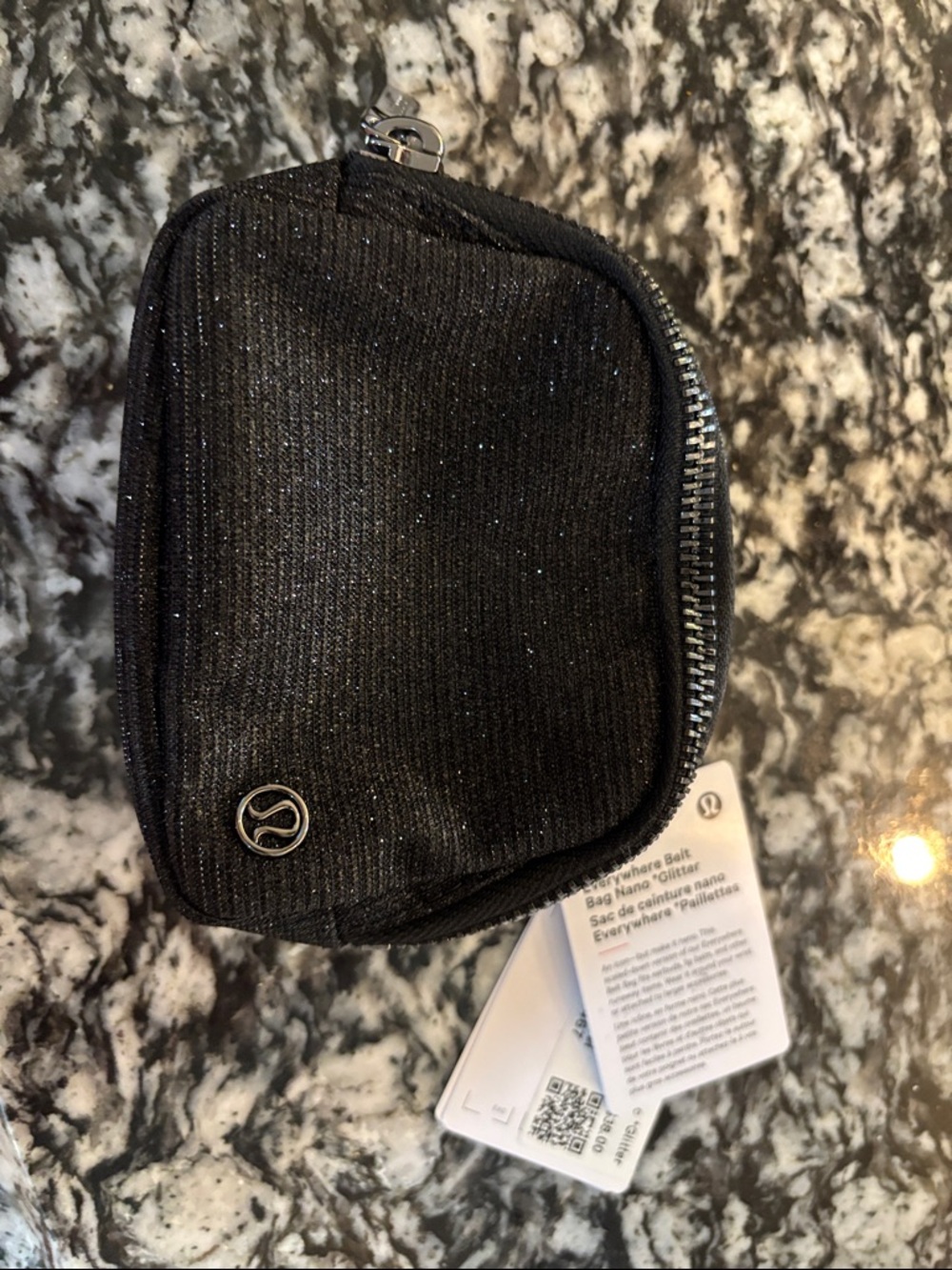 Lululemon Small Black Glitter Wrist Pouch